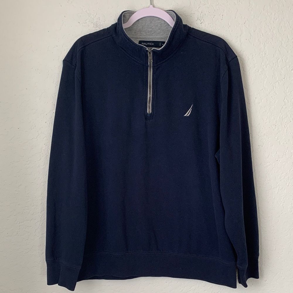 Nautica Men's Dark Blue Gray 1/4 Zip-Up Sweater Size XL